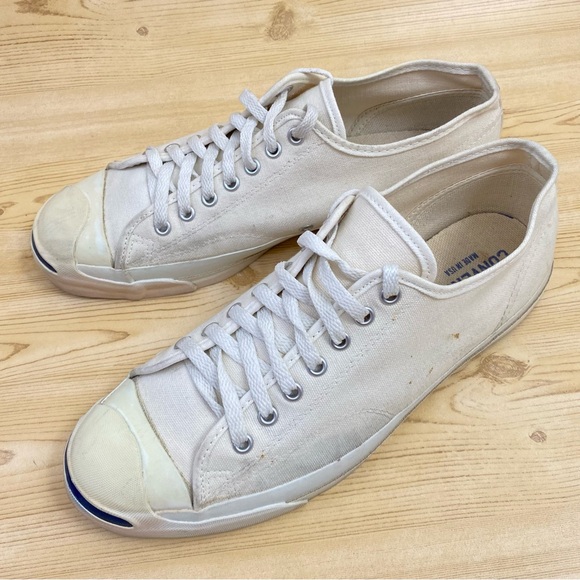 Vintage Converse Jack Purcell Made in USA White Canvas Low Top Men Sneaker 10.5 - Picture 15 of 16